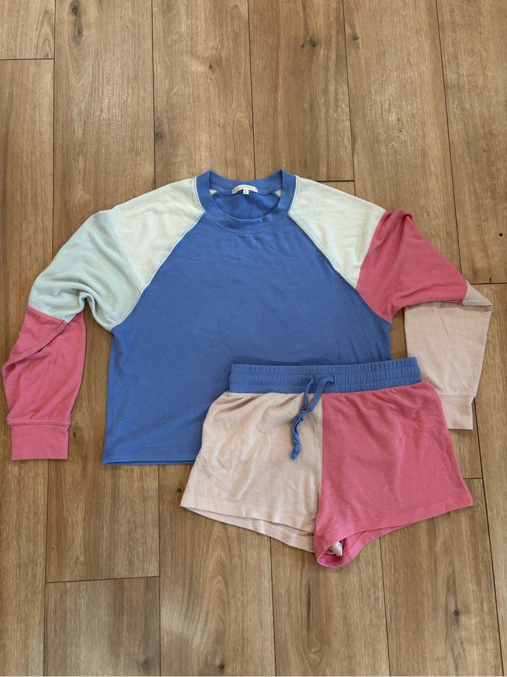 Z Supply Women’s Colorblock Pajama Set in Blue, Pink & Cream